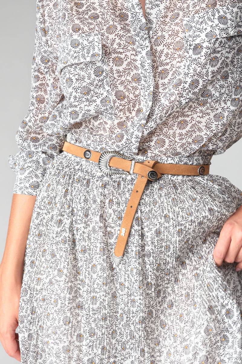 Ceinture Muscari en cuir marron