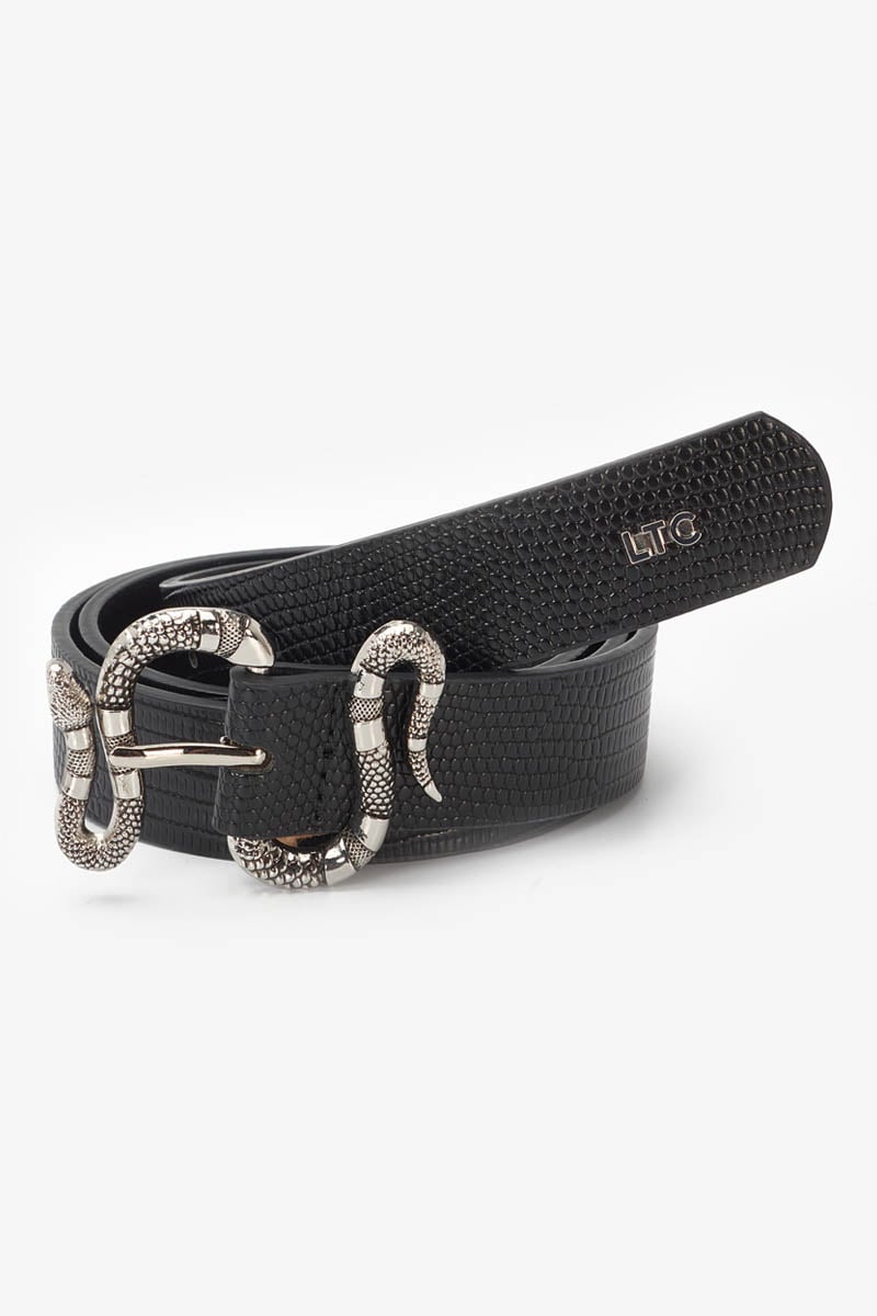 Ceinture Pensee à motif python noir