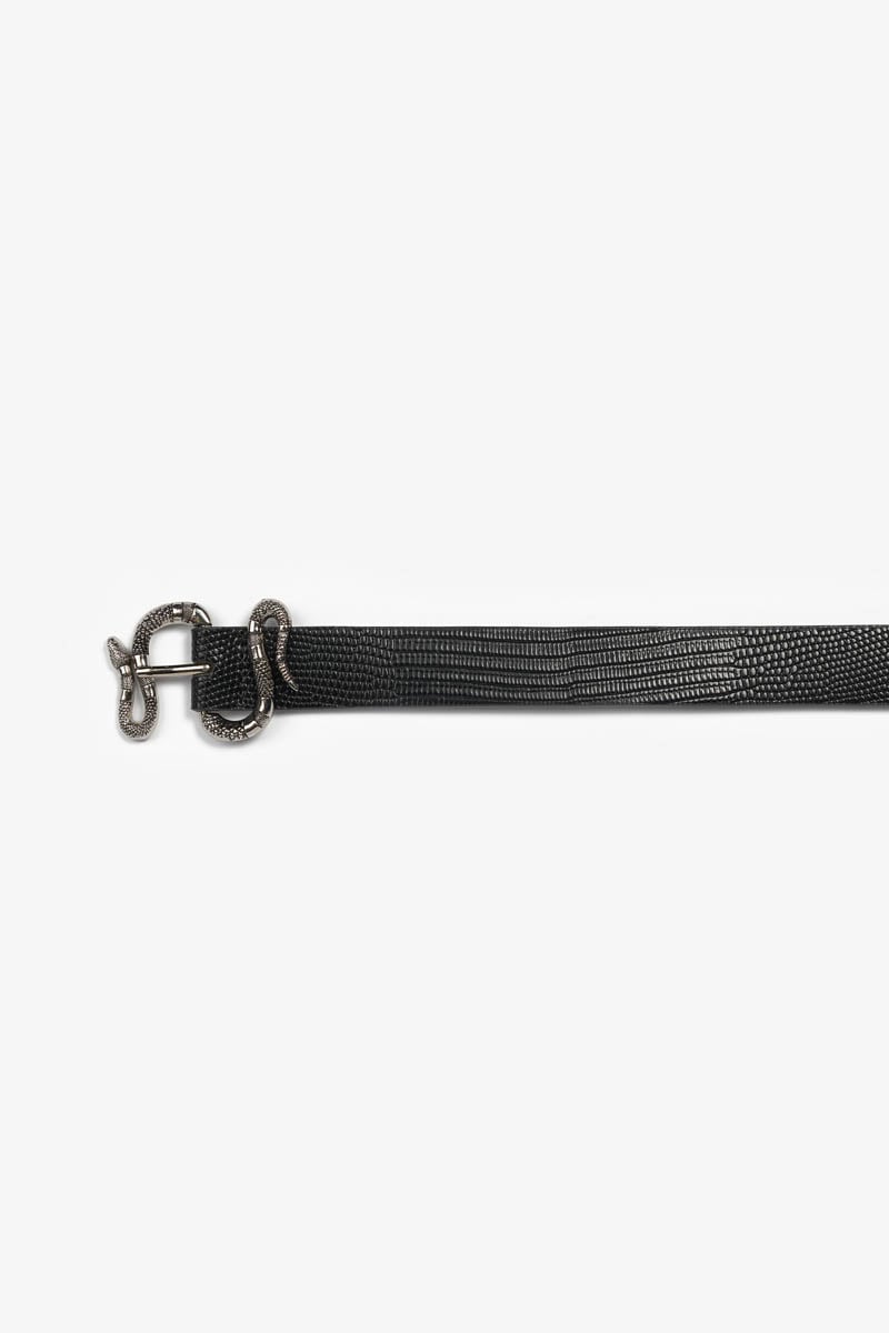 Ceinture Pensee à motif python noir