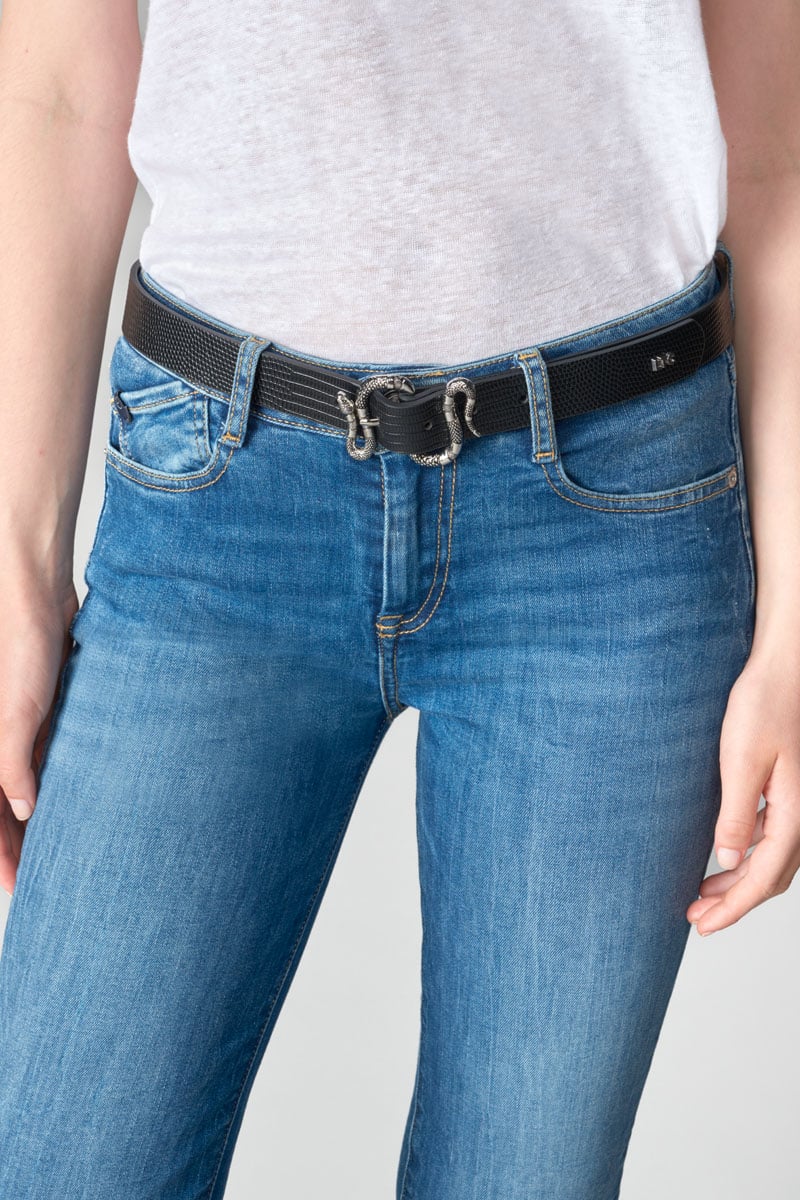 Ceinture Pensee à motif python noir