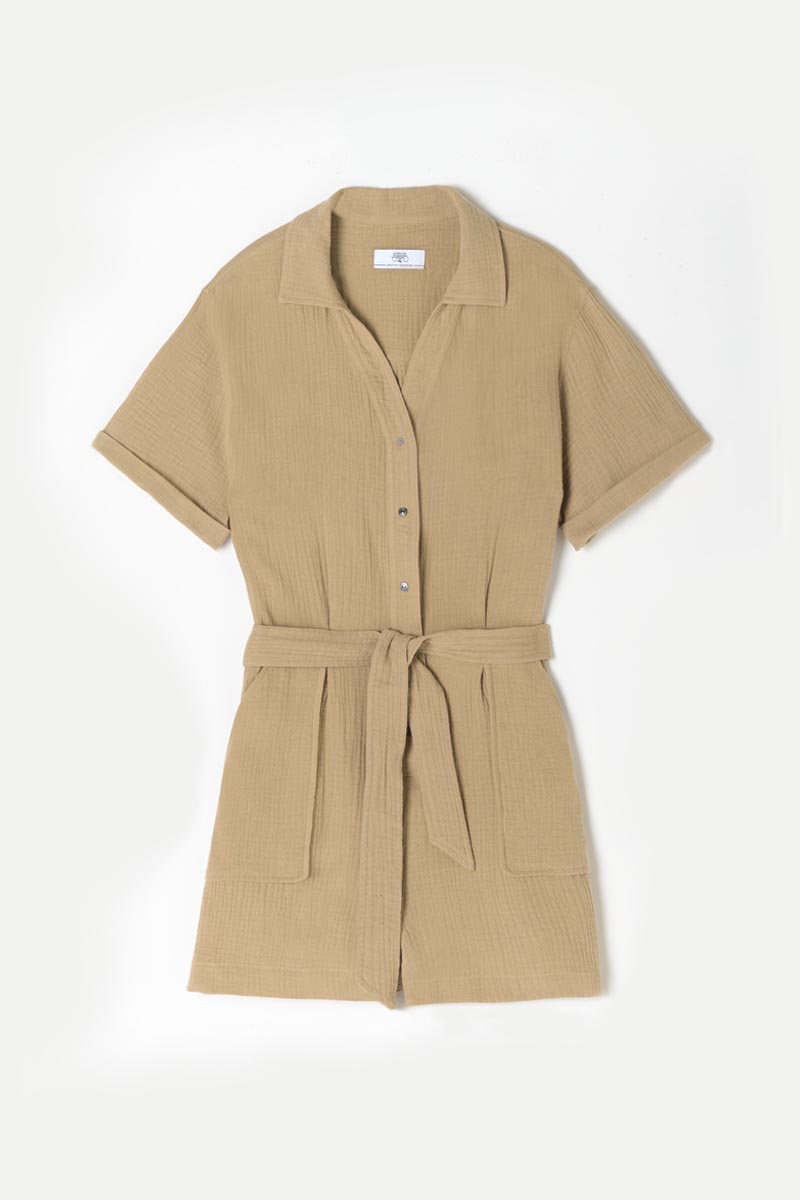 Ayote jumpsuit in sandy beige cotton gauze