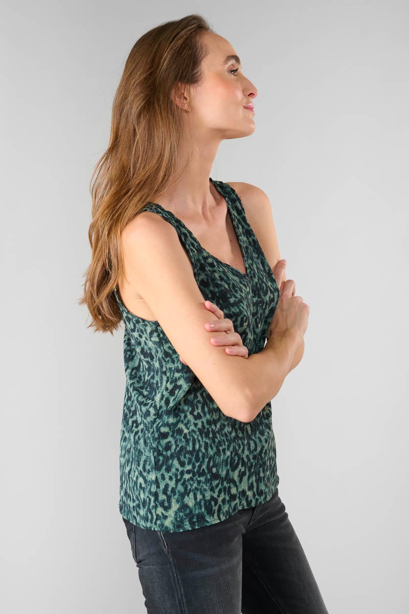 Khaki leopard print Coqueli top