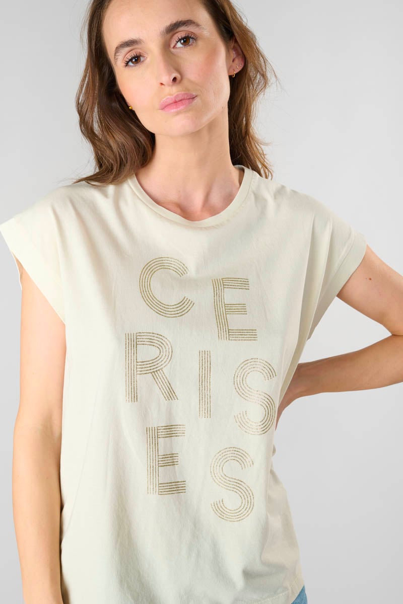 Beige printed Gardeni t-shirt