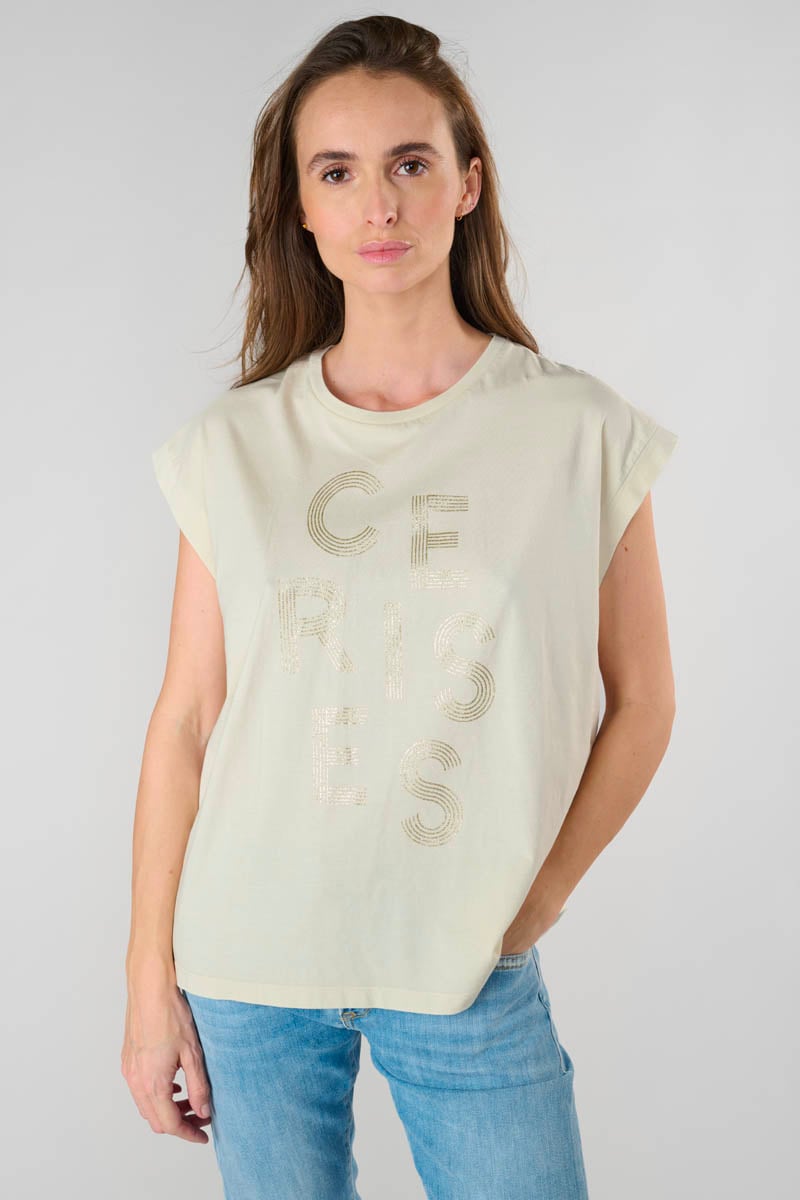 Beige printed Gardeni t-shirt