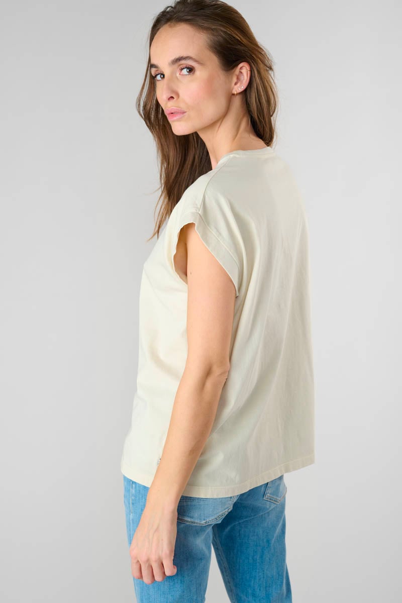 Beige printed Gardeni t-shirt