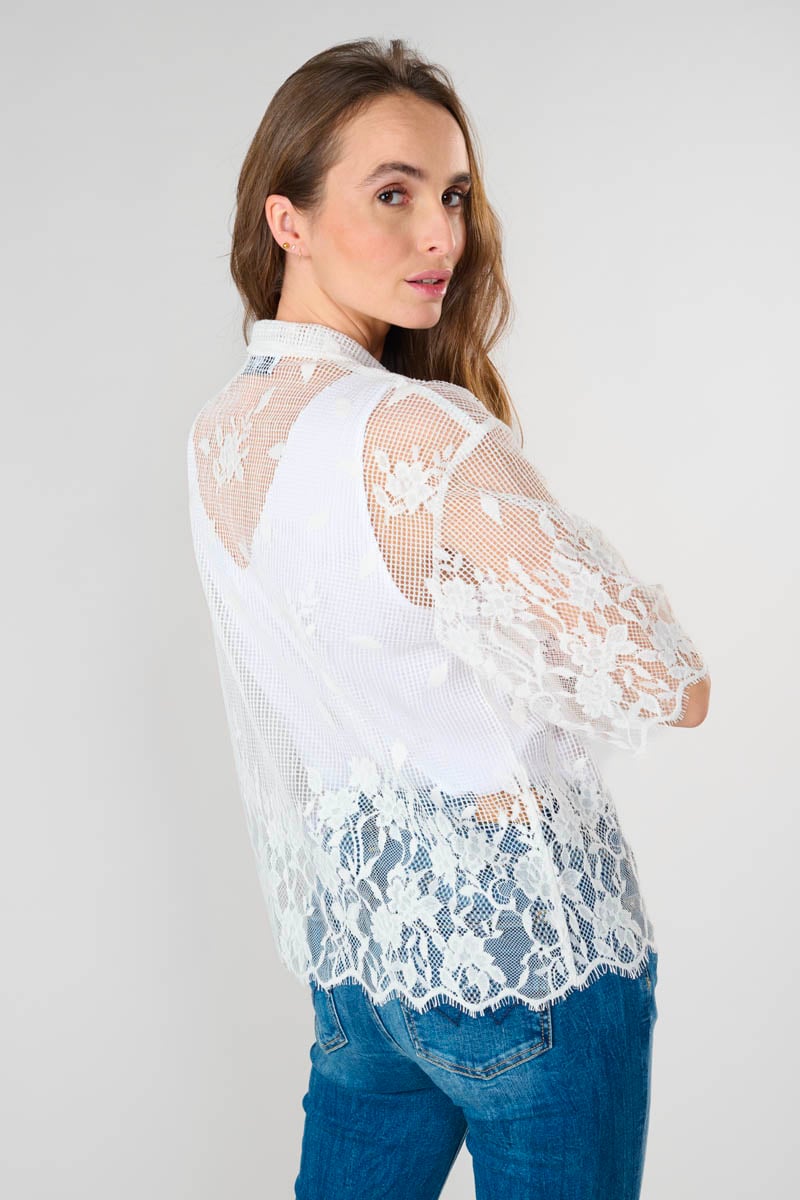 Glaieul white lace shirt