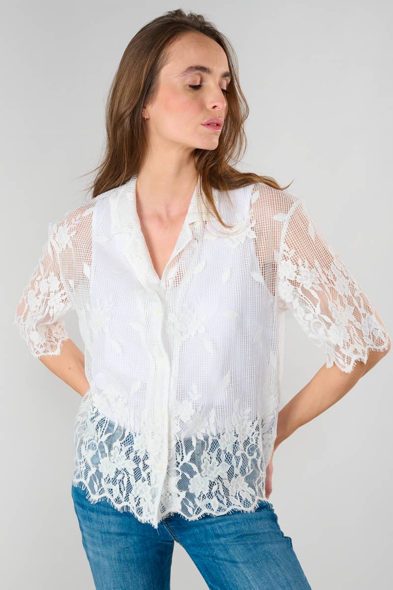 Glaieul white lace shirt