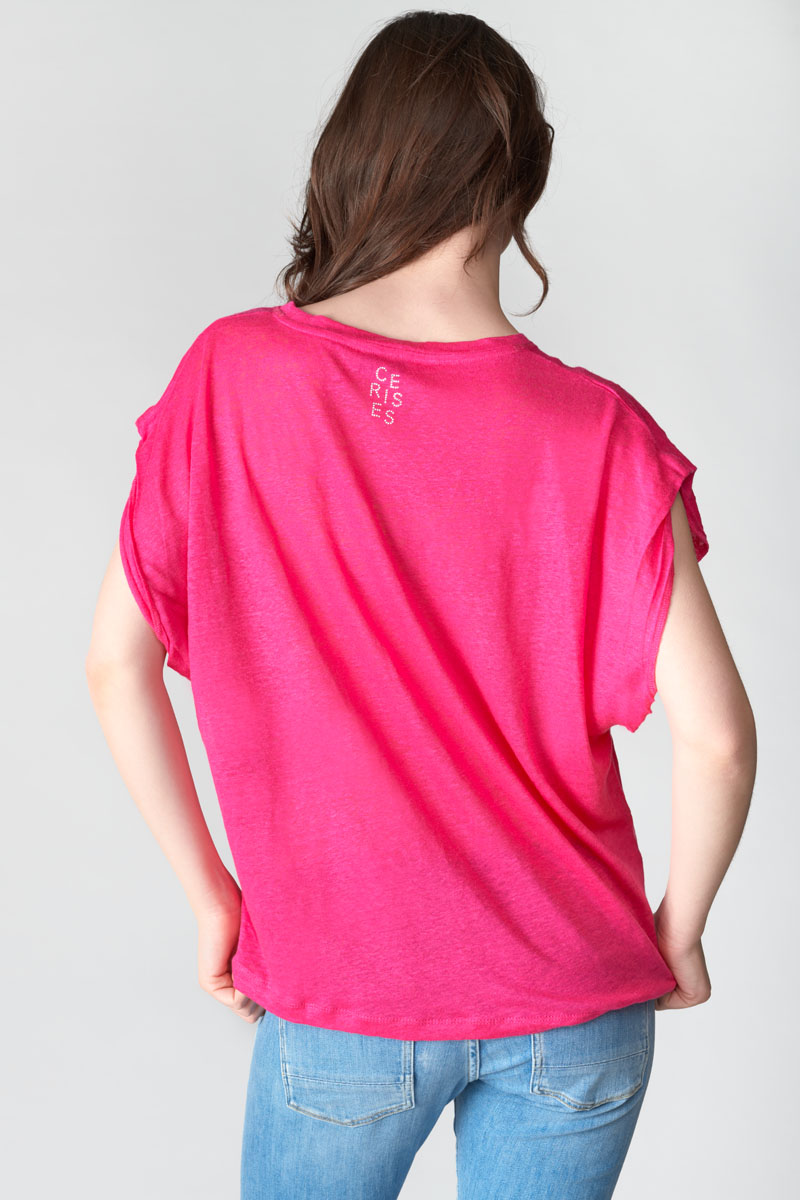 Fuchsia linen Muflier t-shirt