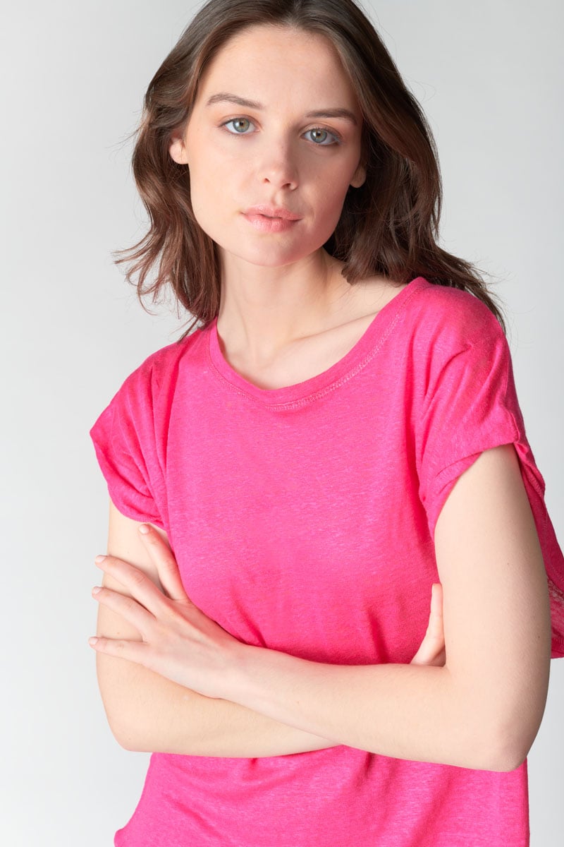Fuchsia linen Muflier t-shirt