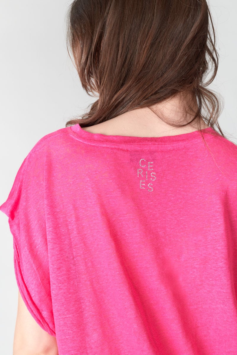 Fuchsia linen Muflier t-shirt