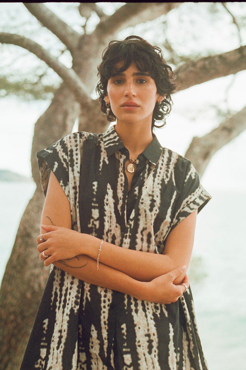 Natali black tie and dye shirt