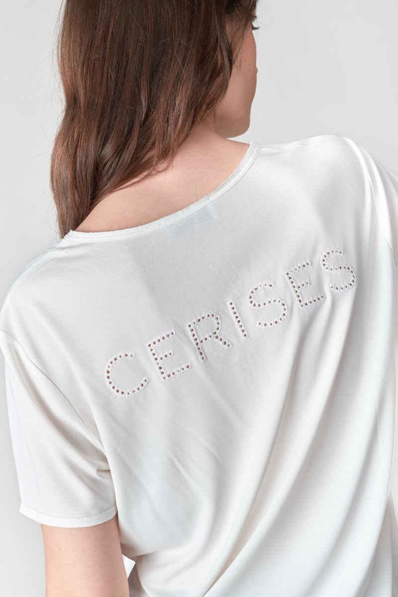 White embroidered Parodia t-shirt