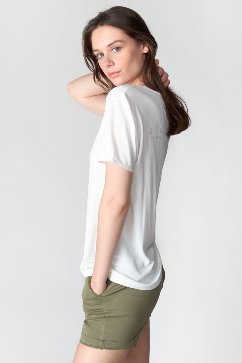 White embroidered Parodia t-shirt