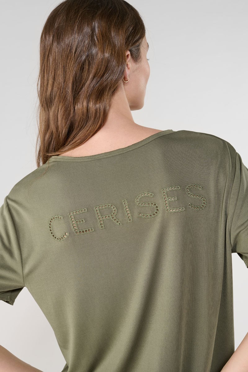 Khaki embroidered Parodia t-shirt
