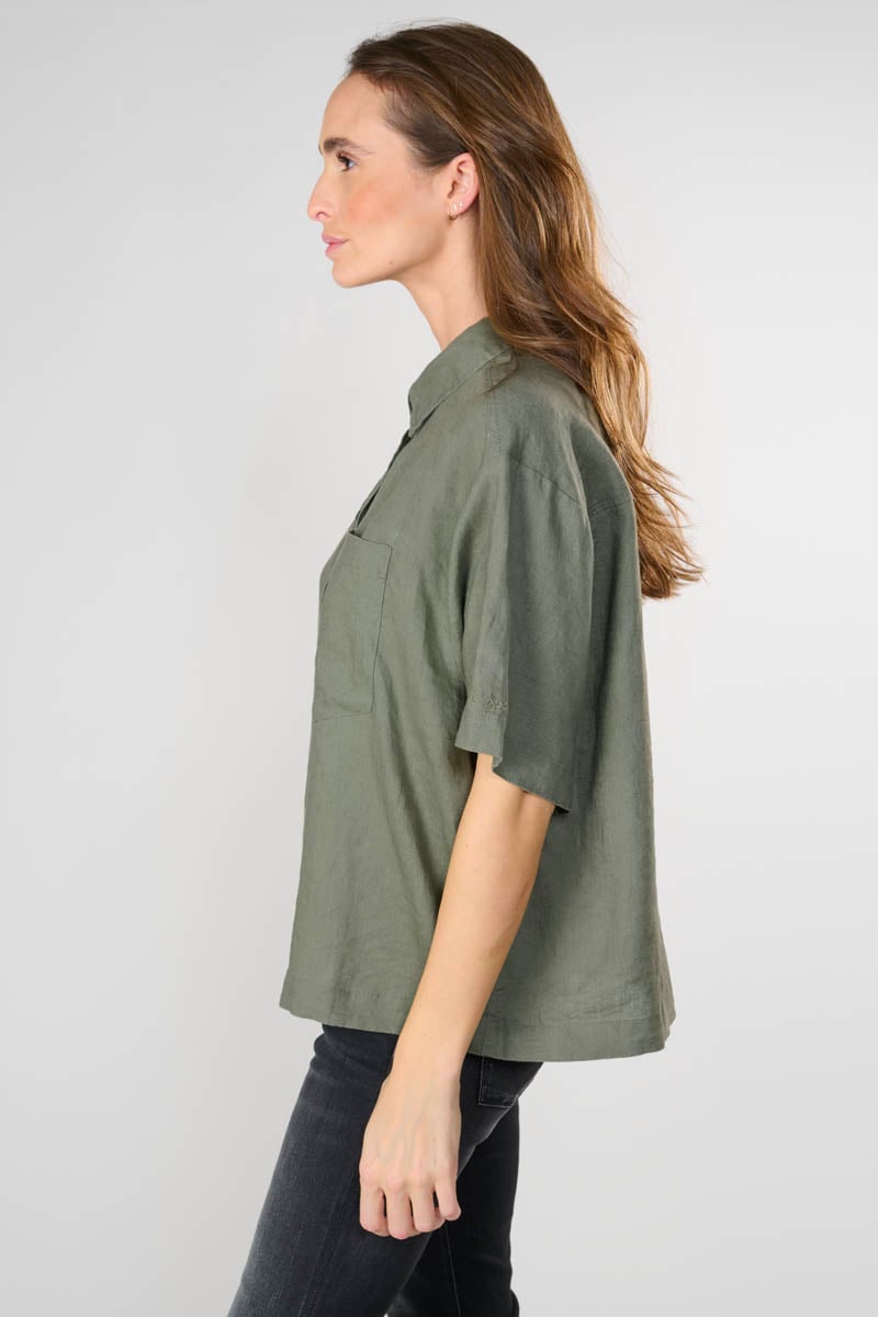 Khaki linen Tulipe shirt