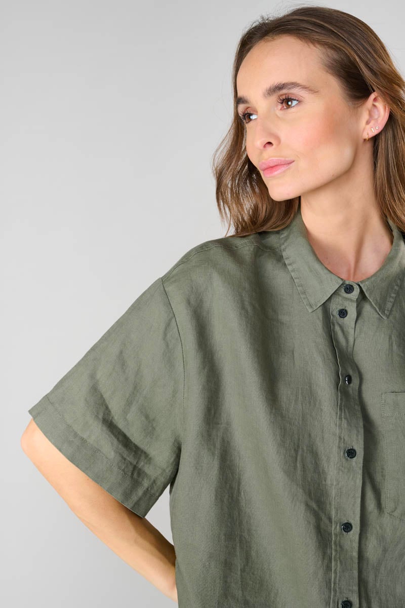 Khaki linen Tulipe shirt