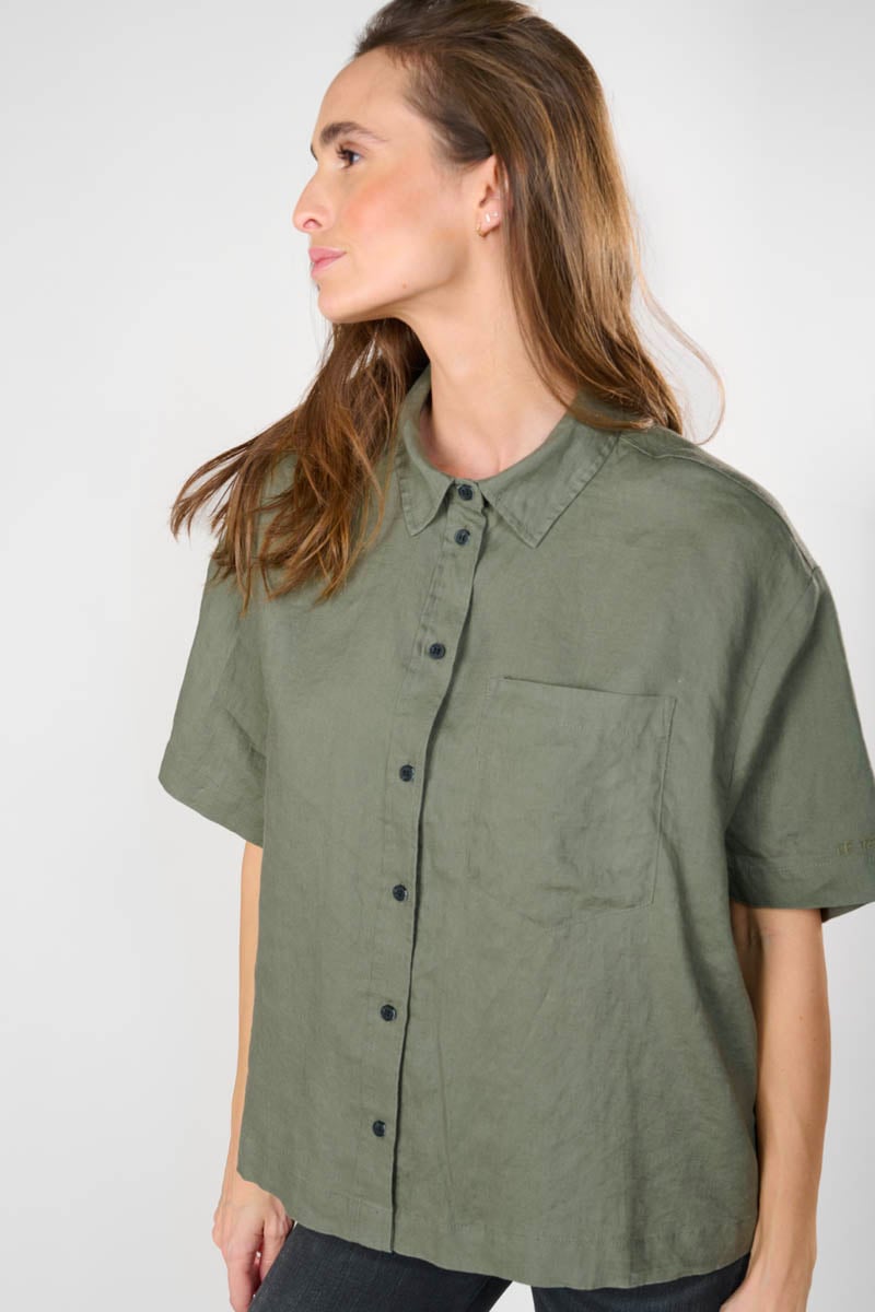 Khaki linen Tulipe shirt