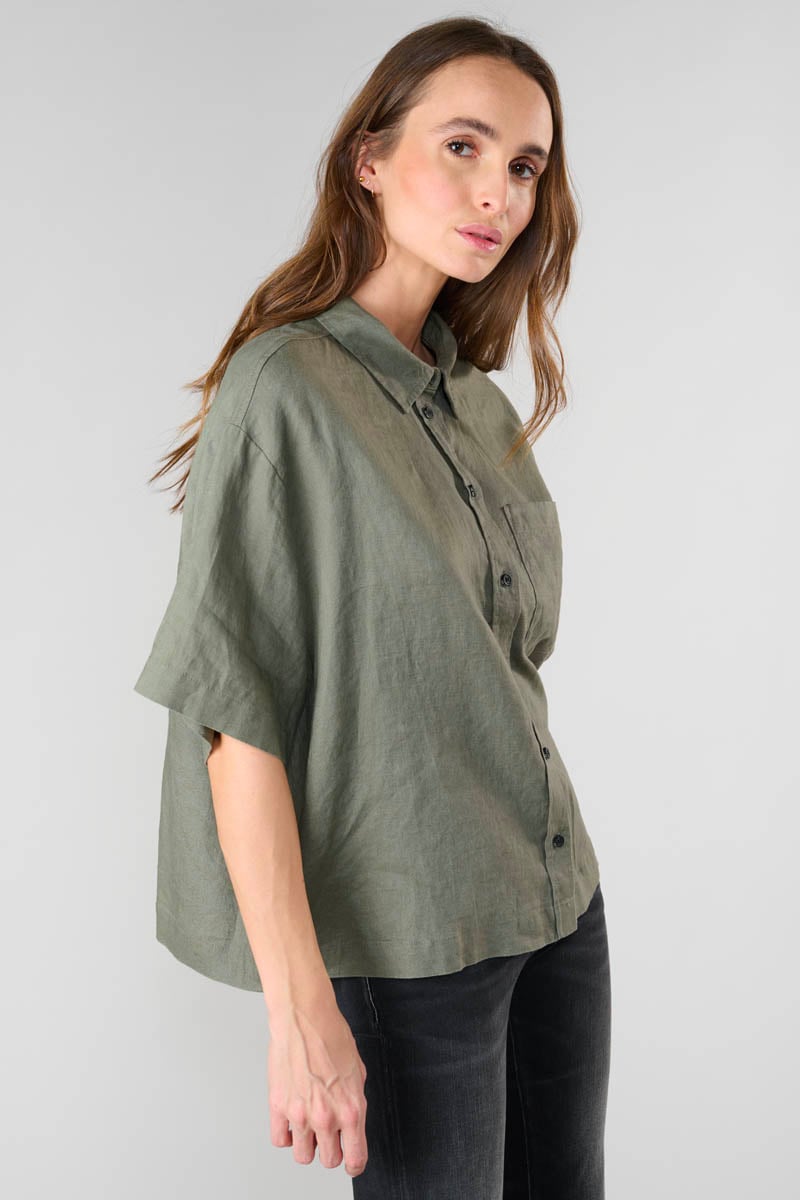 Khaki linen Tulipe shirt