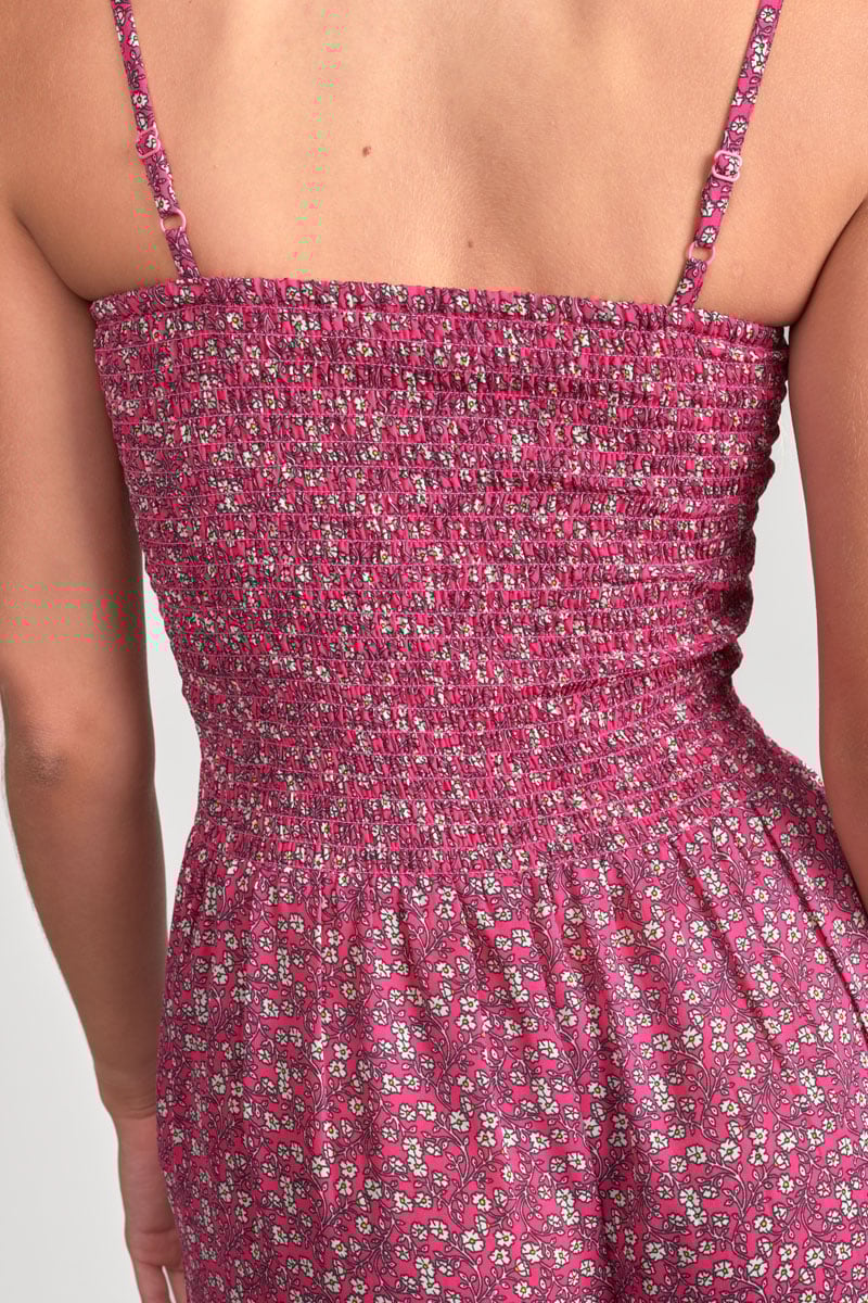 Kassiagi jumpsuit with a fuchsia floral pattern