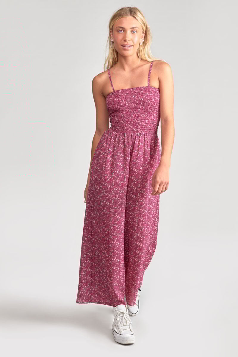 Kassiagi jumpsuit with a fuchsia floral pattern