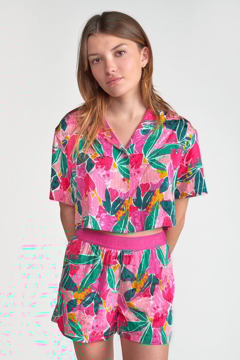 Fuchsia patterned Saugegi shirt