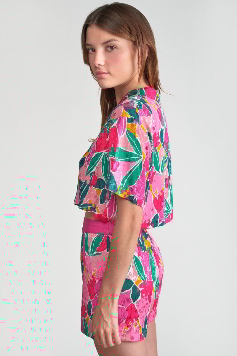 Fuchsia patterned Saugegi shirt