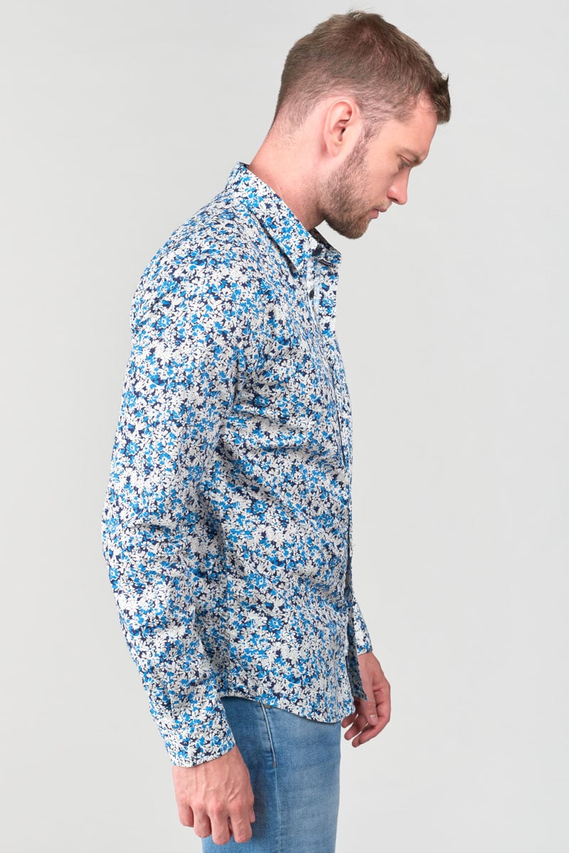 Chemise Arias à motif fleuri bleu
