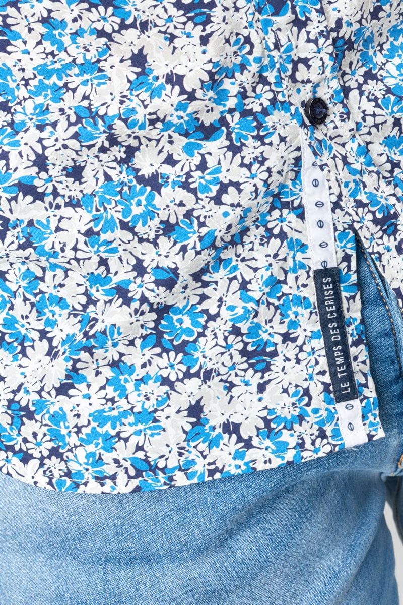 Chemise Arias à motif fleuri bleu
