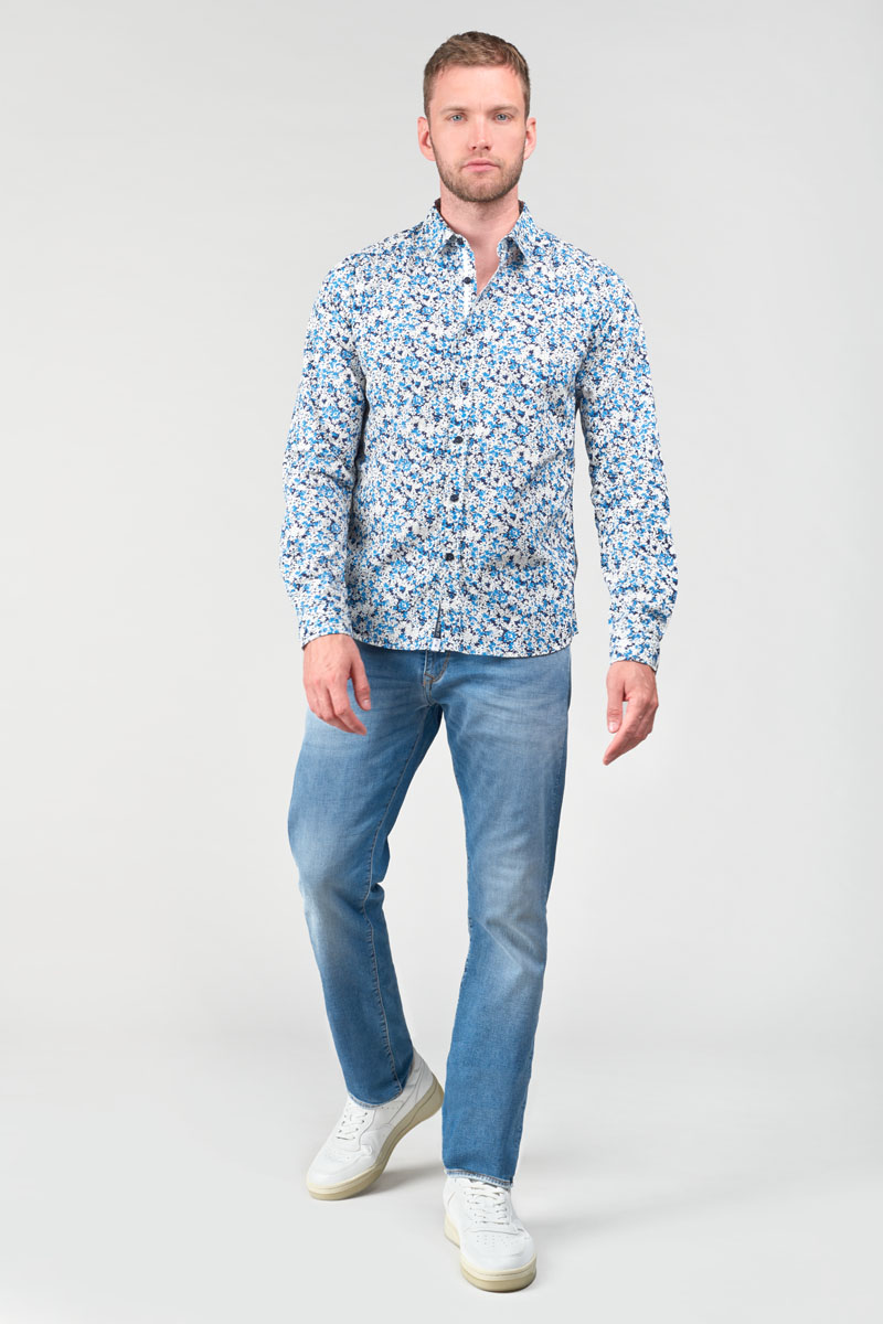 Chemise Arias à motif fleuri bleu