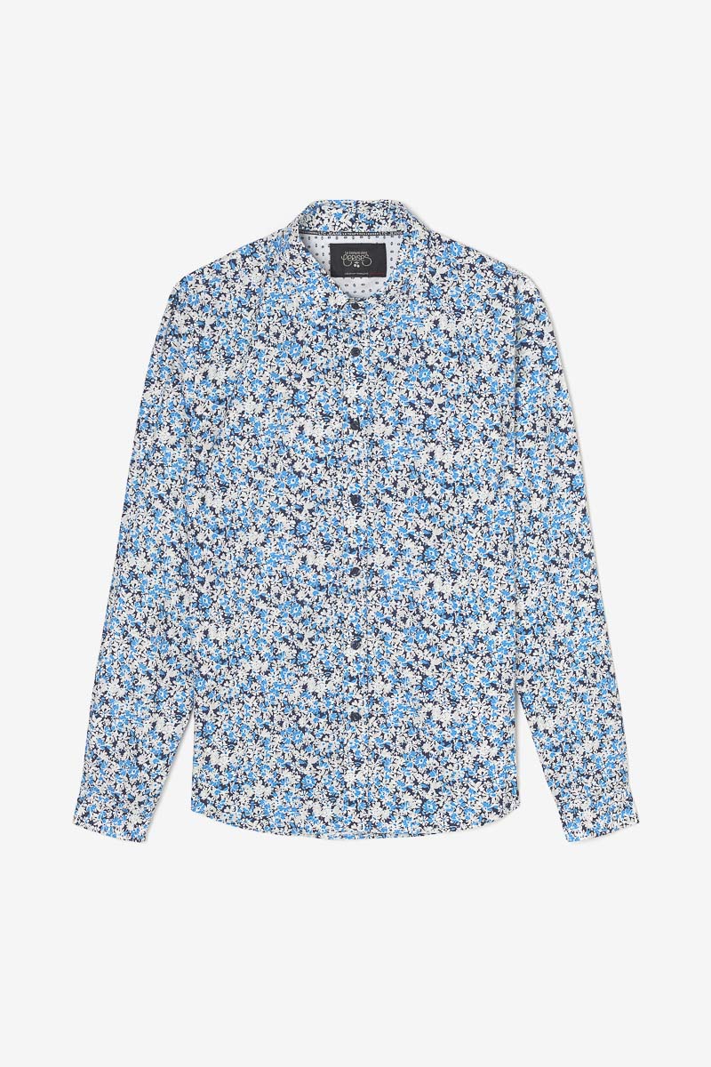 Chemise Arias à motif fleuri bleu