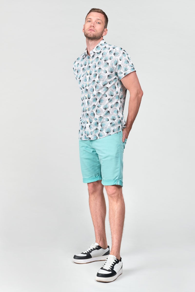 Chemise Bremo blanche à motif feuilles