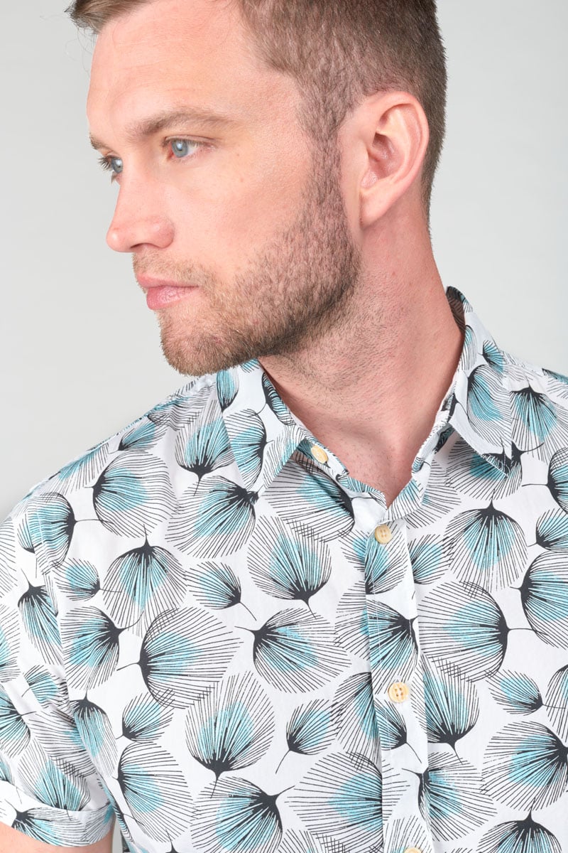 Chemise Bremo blanche à motif feuilles