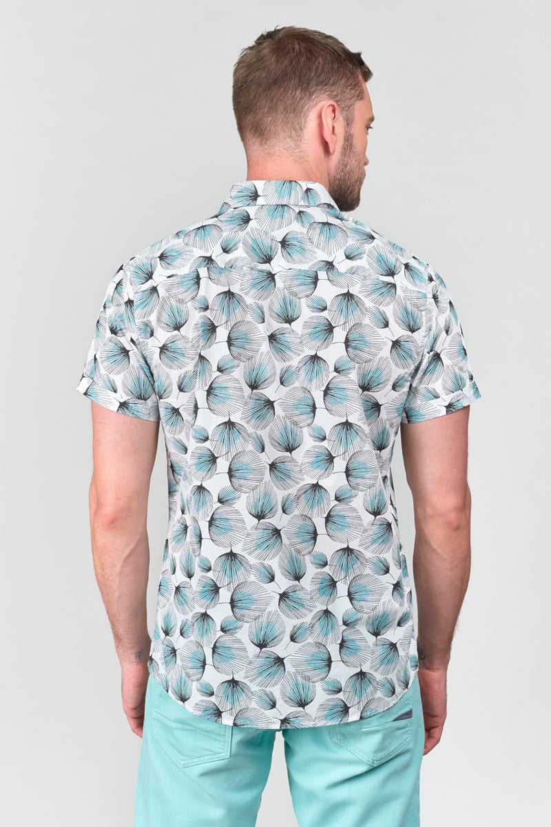 Chemise Bremo blanche à motif feuilles