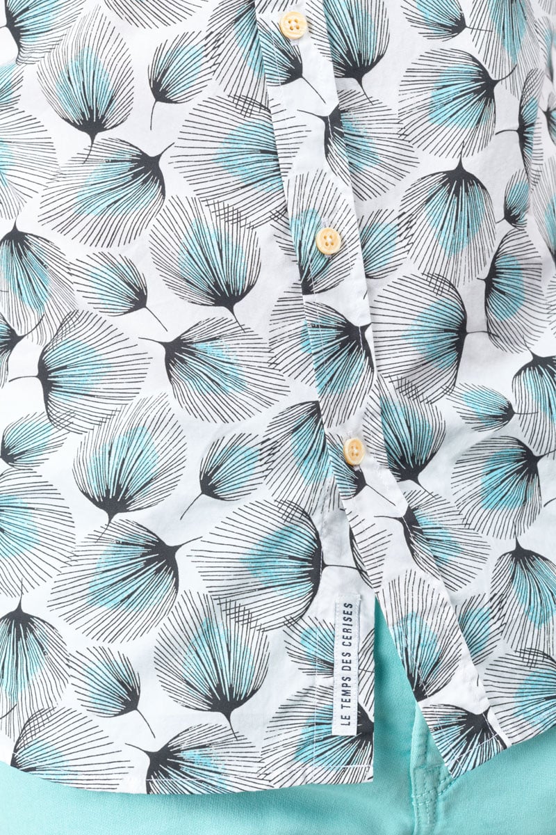 Chemise Bremo blanche à motif feuilles