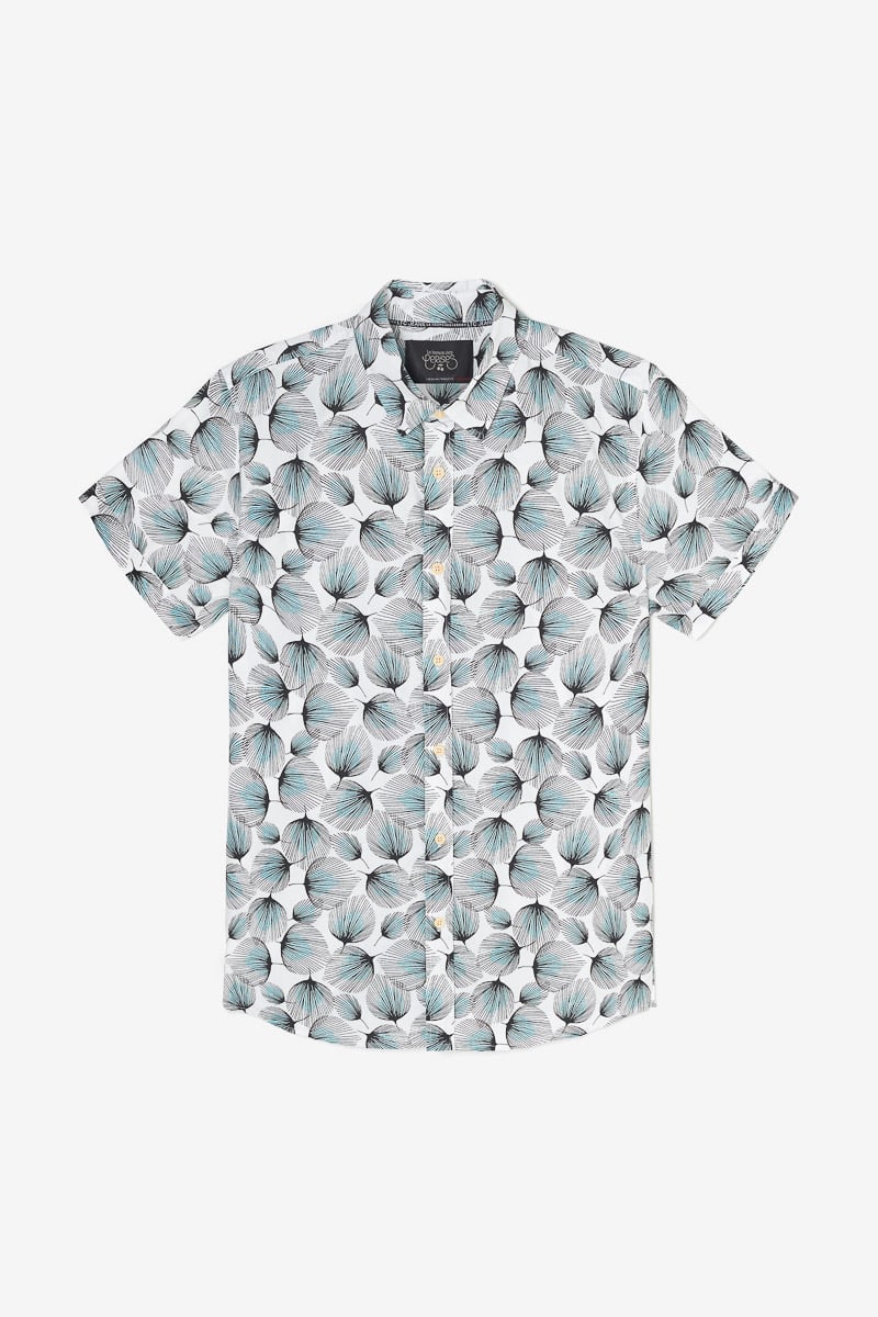 Chemise Bremo blanche à motif feuilles