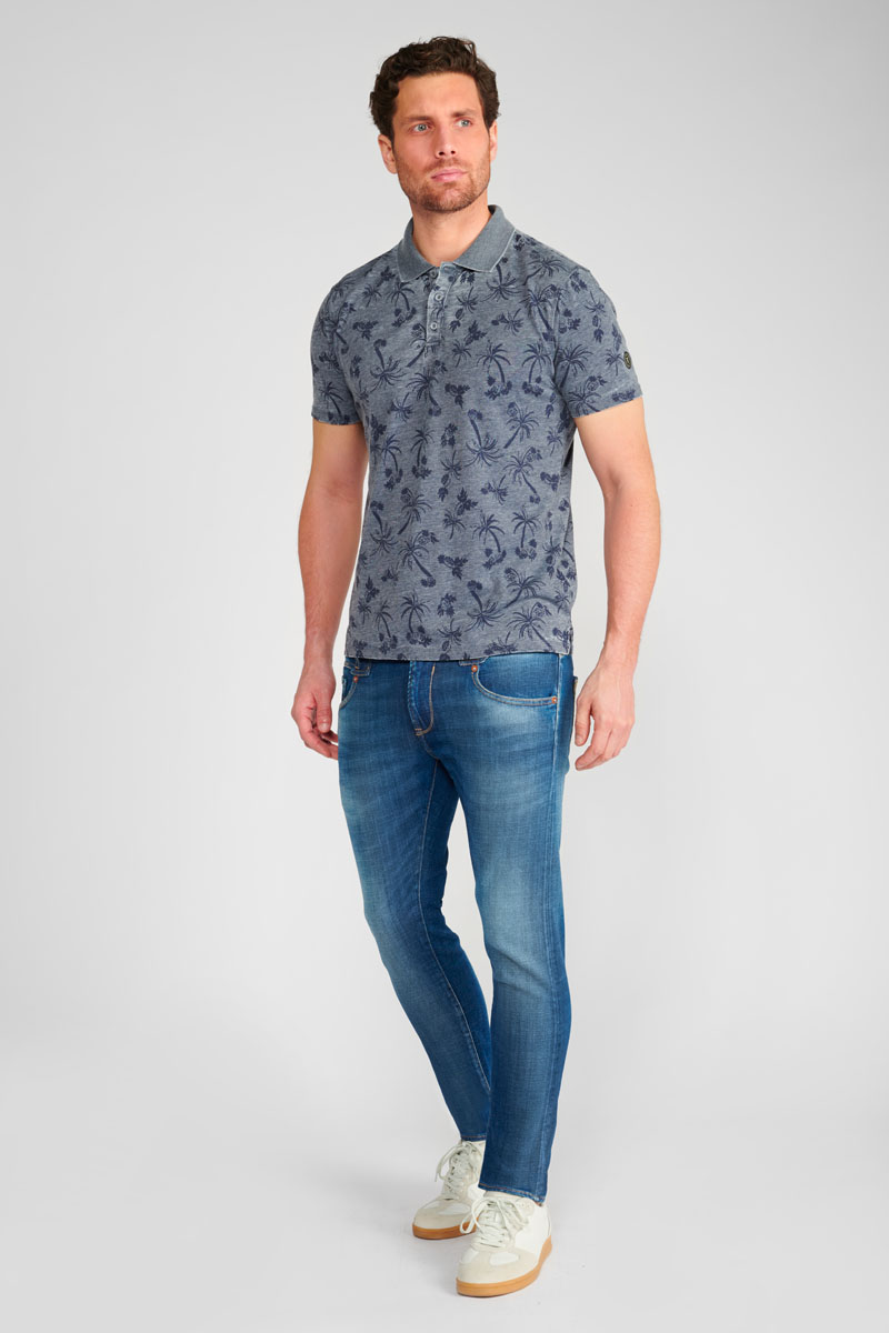 Fezur blue palm tree polo shirt