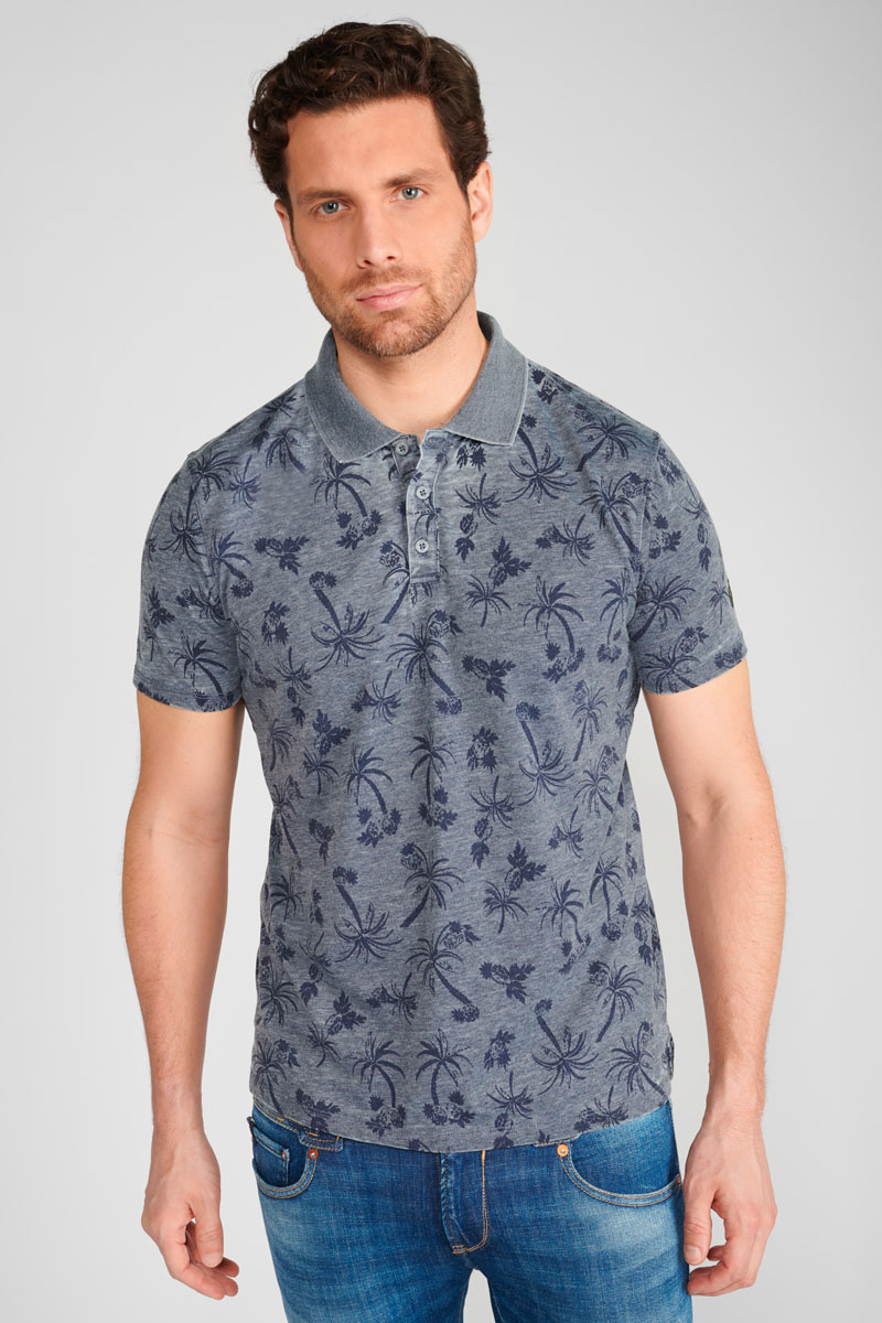 Fezur blue palm tree polo shirt