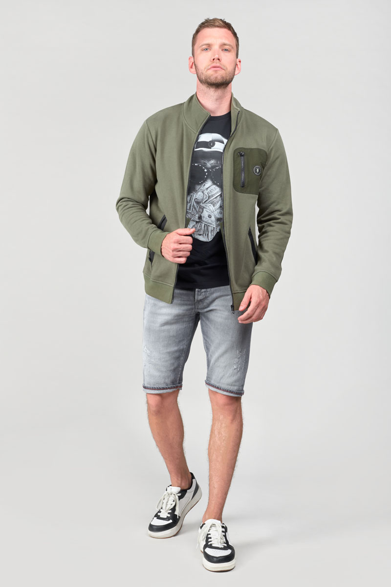 Khaki Greso zip-up sweatshirt