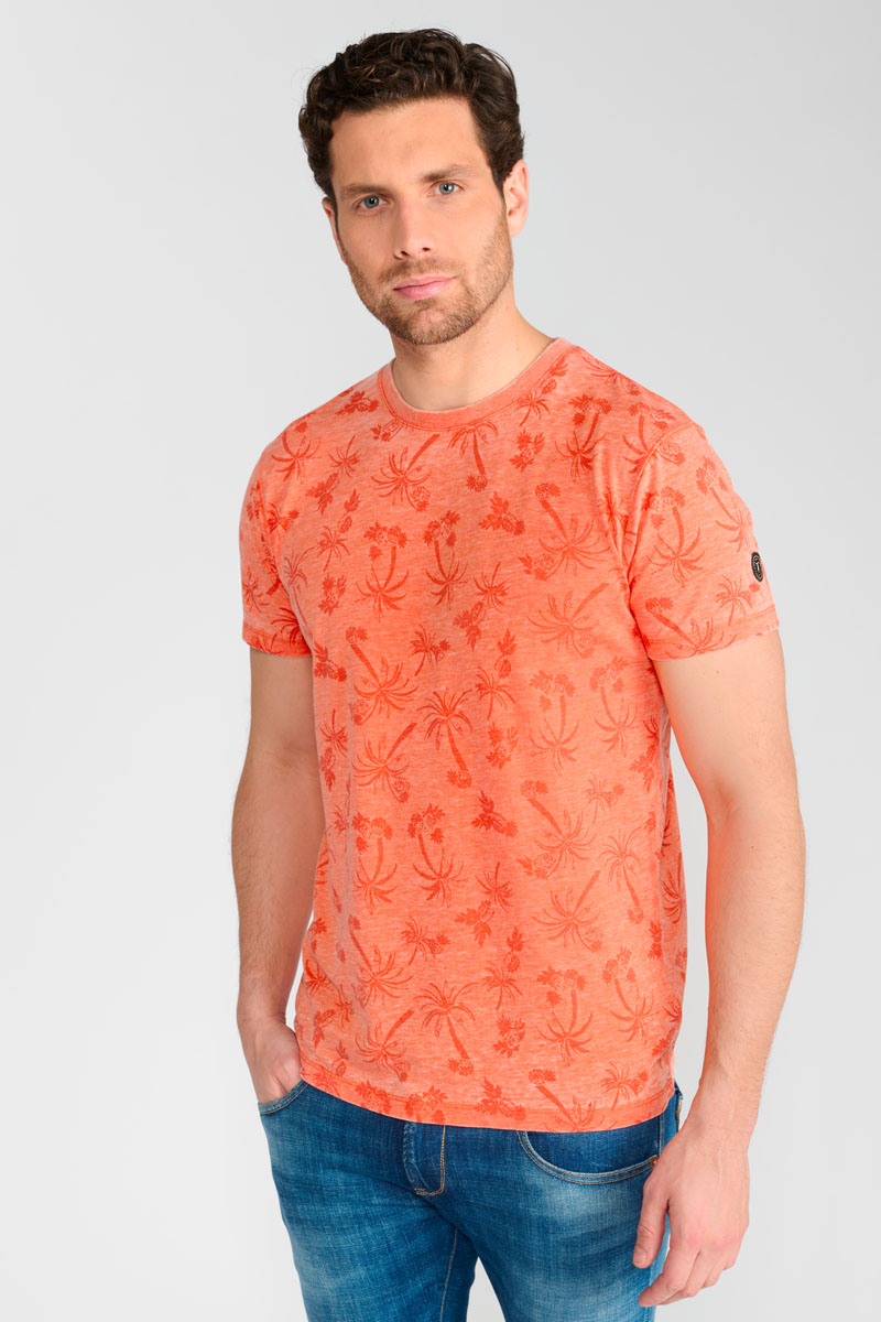 Osmel peach t-shirt with palm tree motif