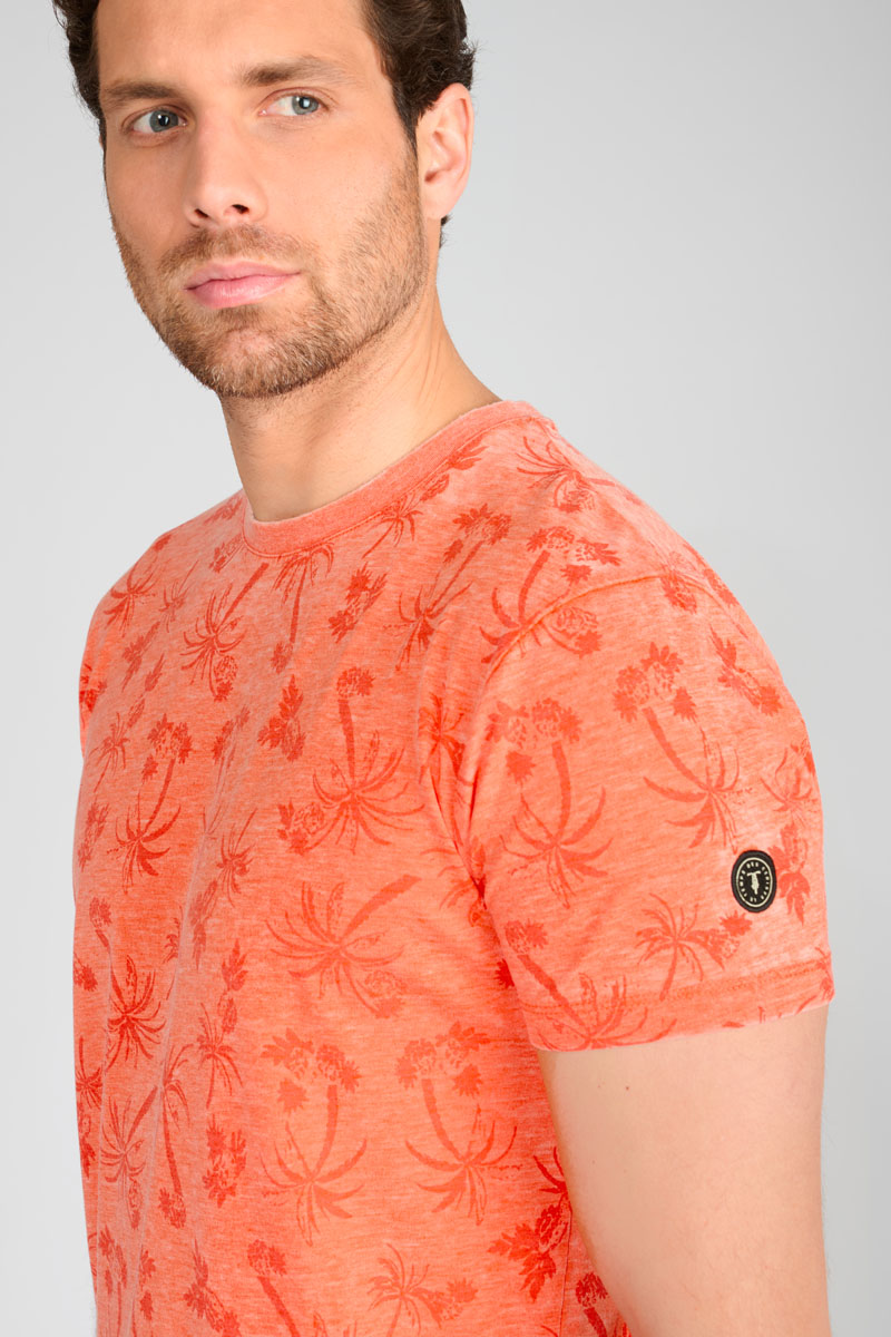 Osmel peach t-shirt with palm tree motif