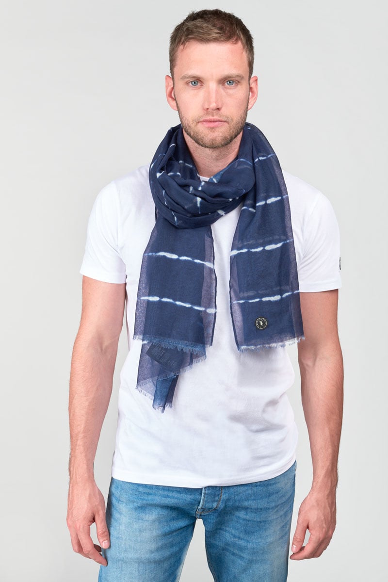 Foulard Scape bleu marine à motif tie and dye