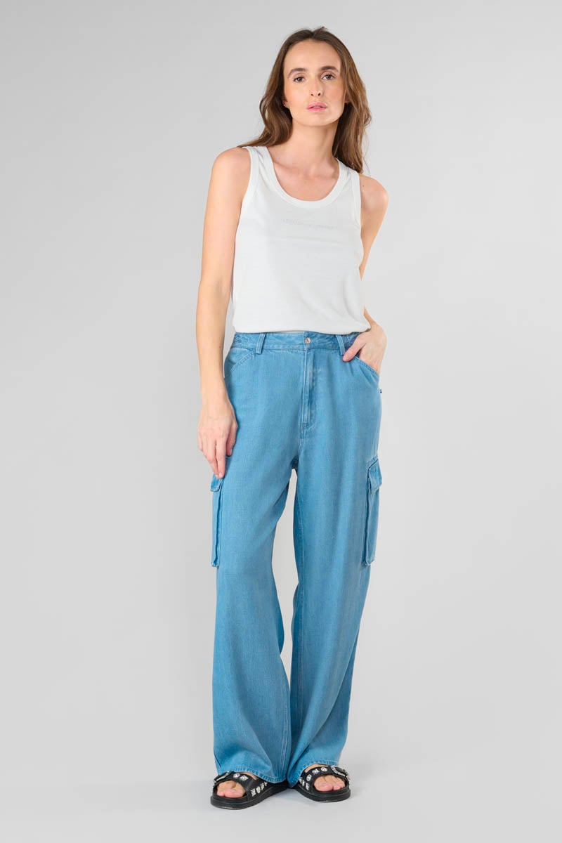 Pantalon Scaevo en jeans tencel bleu