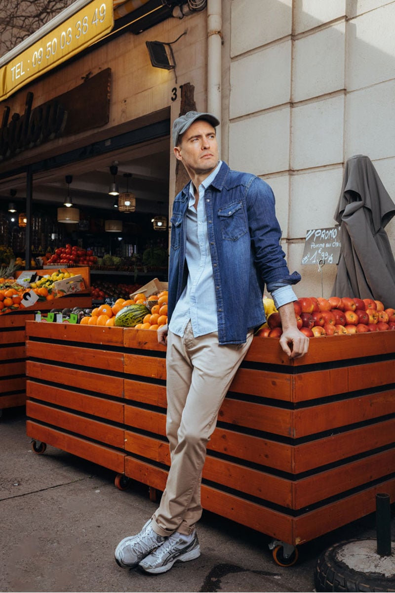 Sandy beige Cesar wide-leg chino trousers