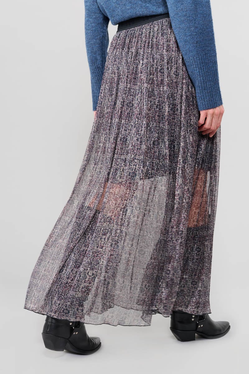 Amous long skirt with silver iridescent animal motif