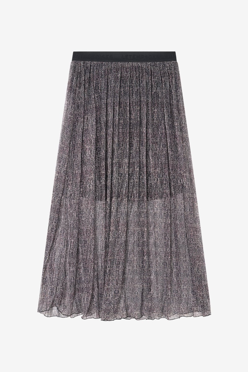 Amous long skirt with silver iridescent animal motif
