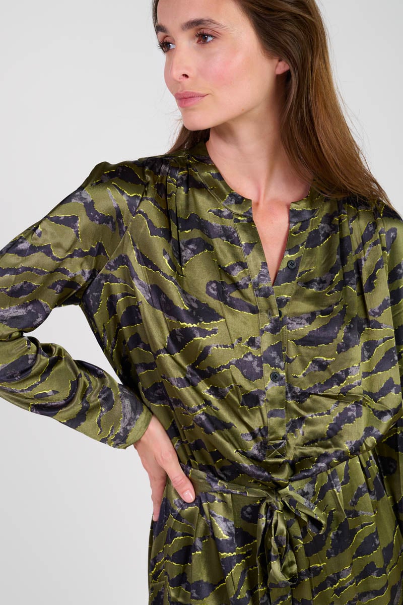 Matchu khaki animal print dress