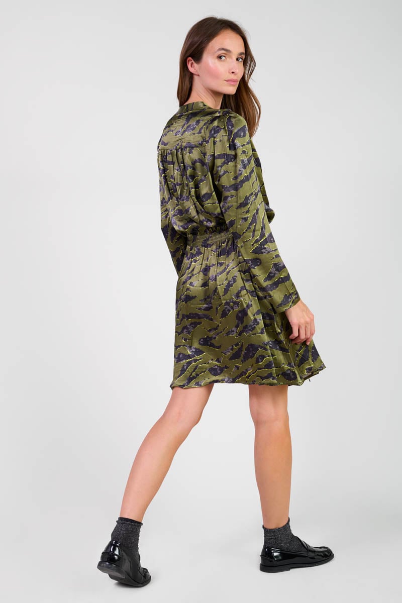 Matchu khaki animal print dress