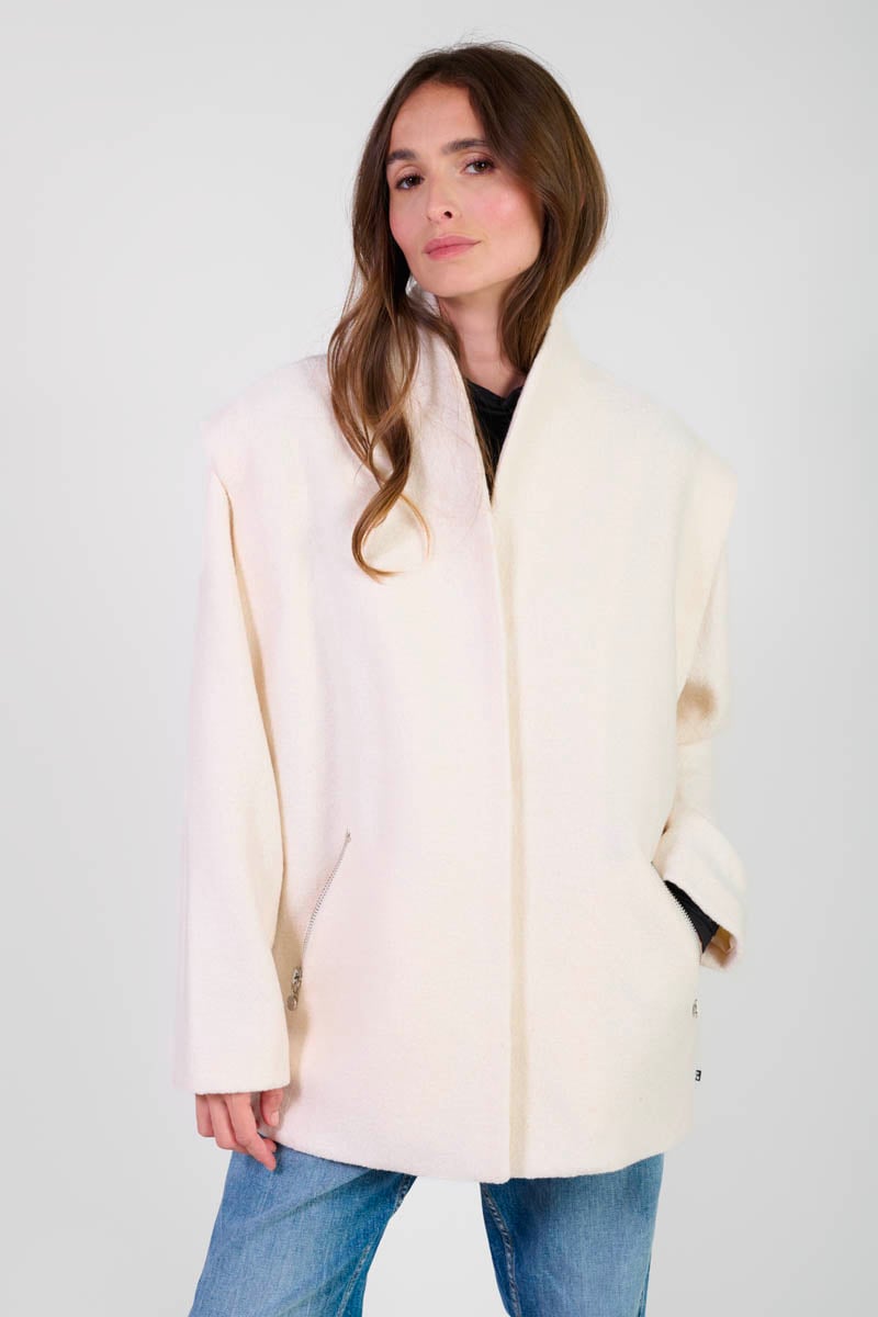 Shinn coat in cream wool blend