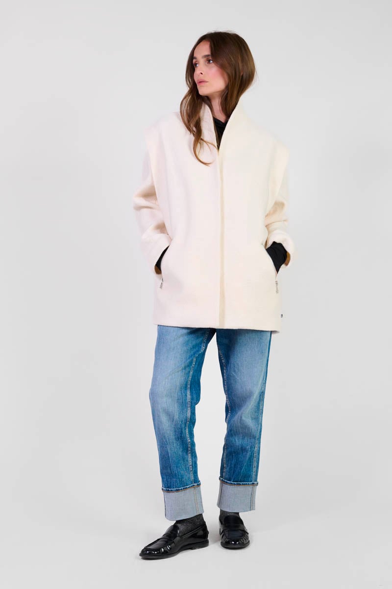Shinn coat in cream wool blend