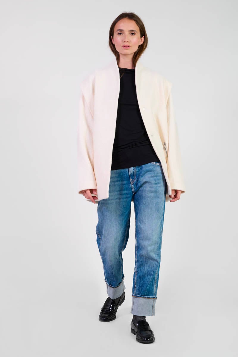 Shinn coat in cream wool blend